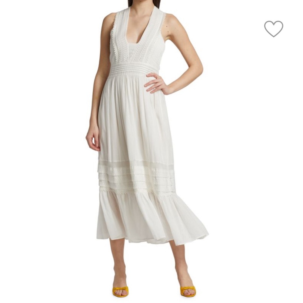 White Sleeveless Cotton Midi Dress